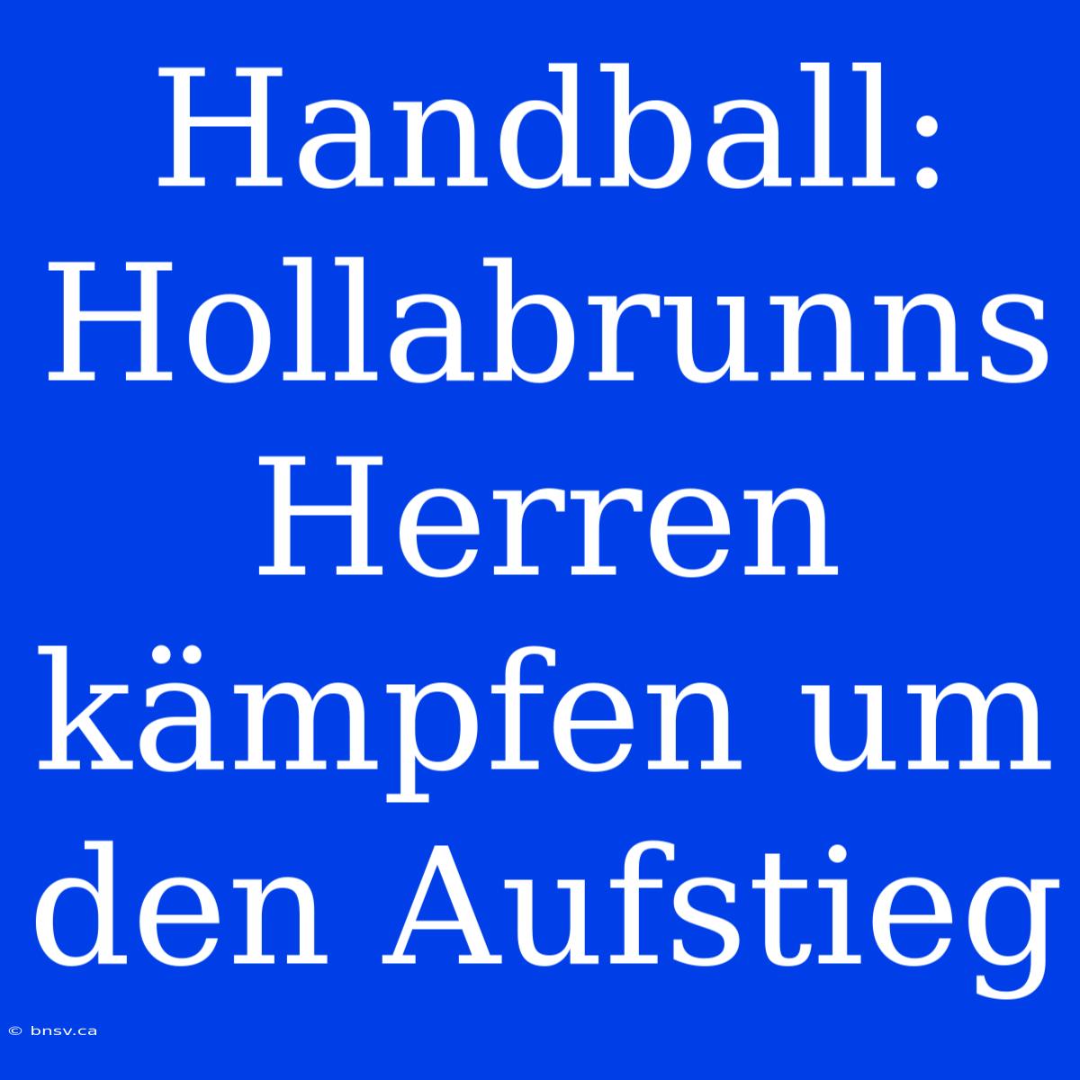 Handball: Hollabrunns Herren Kämpfen Um Den Aufstieg