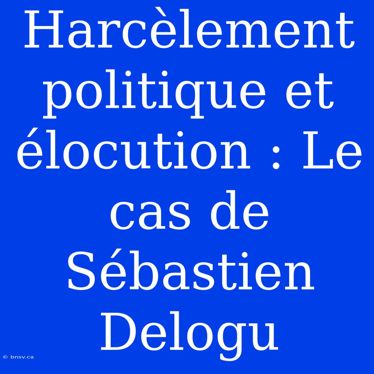 Harcèlement Politique Et Élocution : Le Cas De Sébastien Delogu