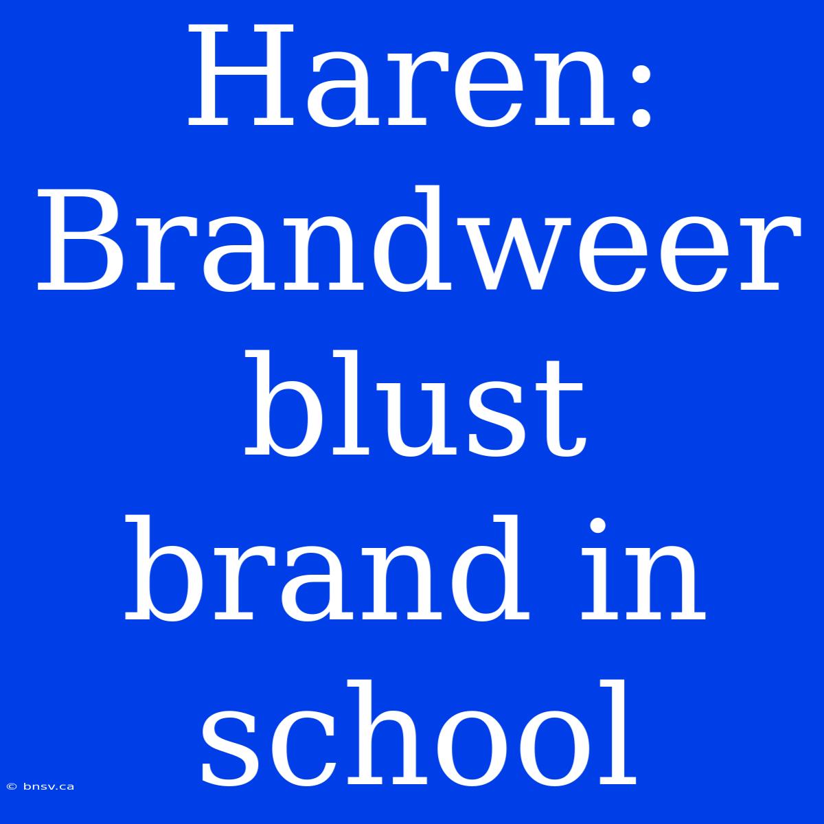 Haren: Brandweer Blust Brand In School