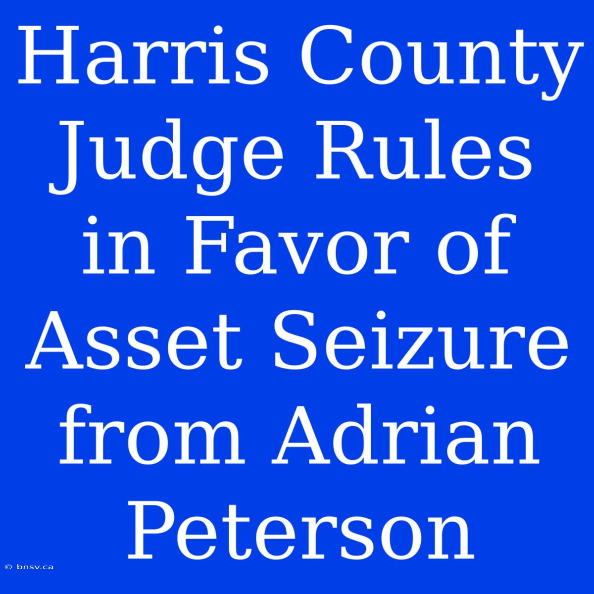 Harris County Judge Rules In Favor Of Asset Seizure From Adrian Peterson