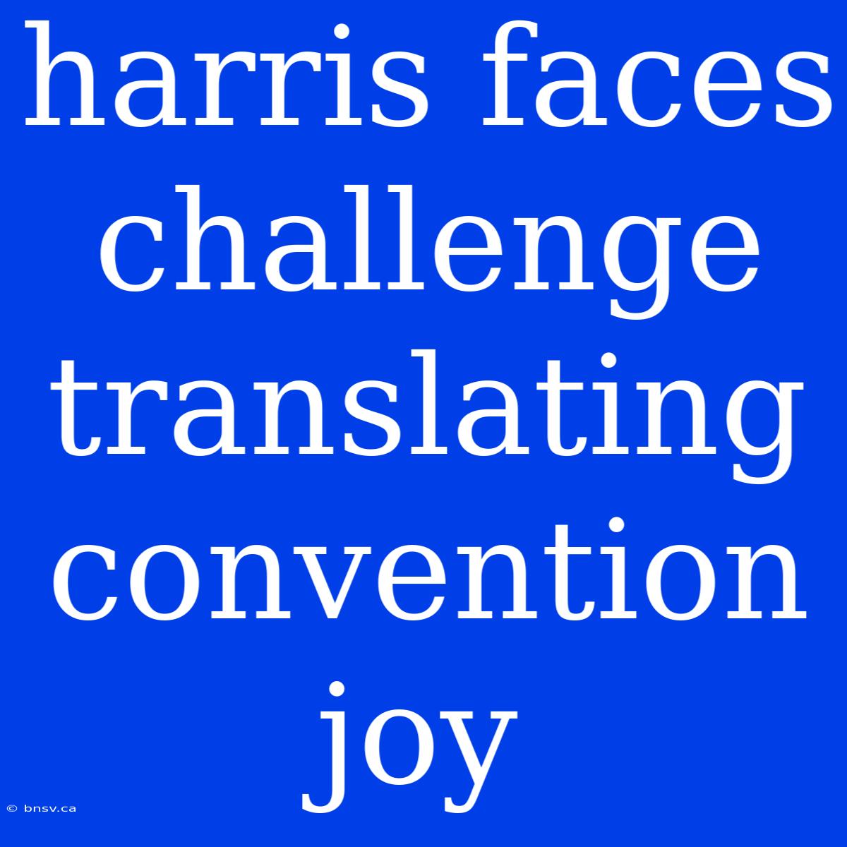 Harris Faces Challenge Translating Convention Joy