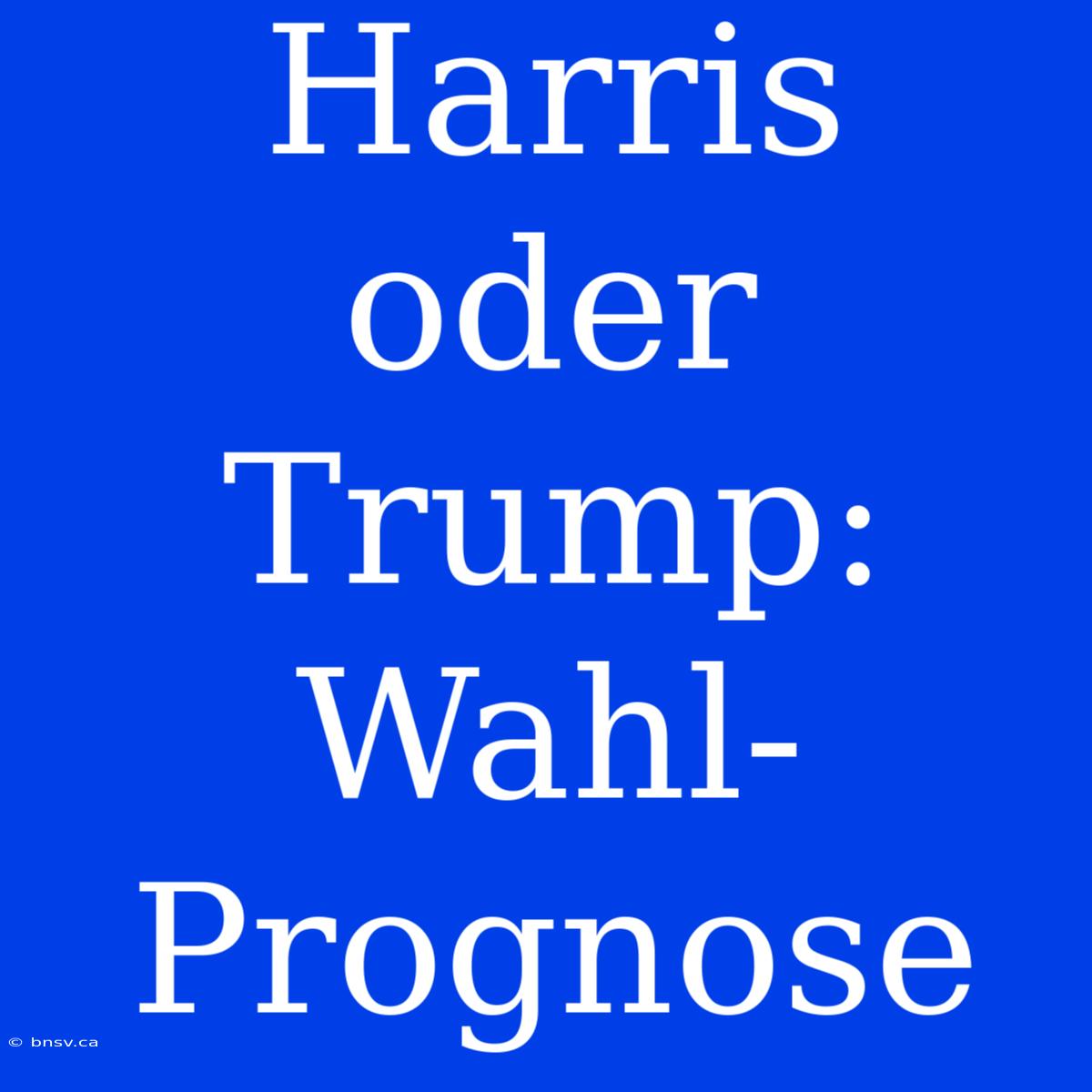 Harris Oder Trump: Wahl-Prognose