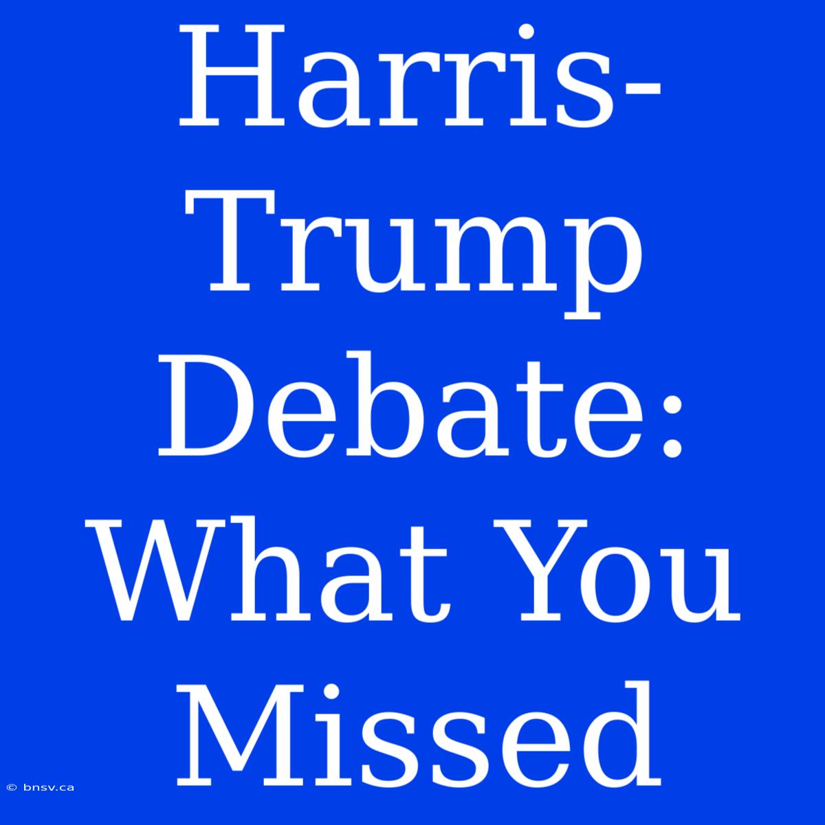 Harris-Trump Debate: What You Missed