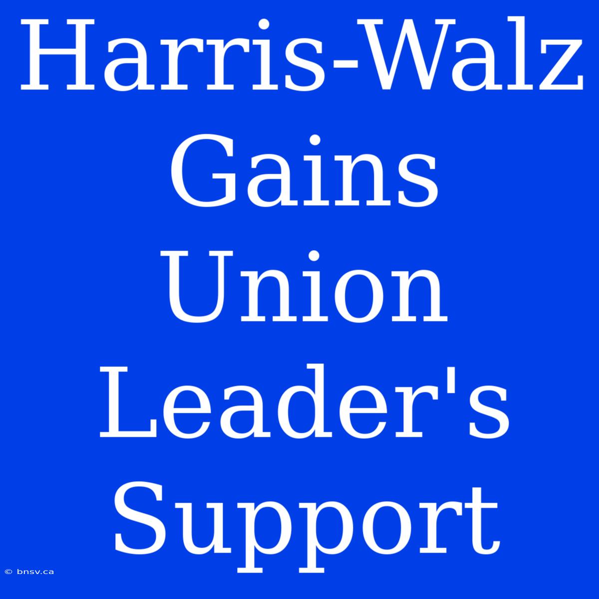 Harris-Walz Gains Union Leader's Support