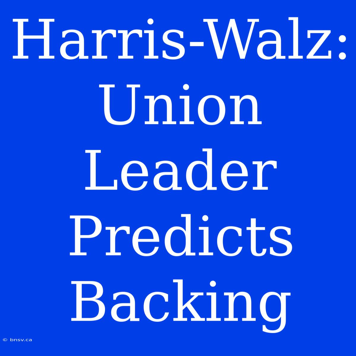 Harris-Walz: Union Leader Predicts Backing