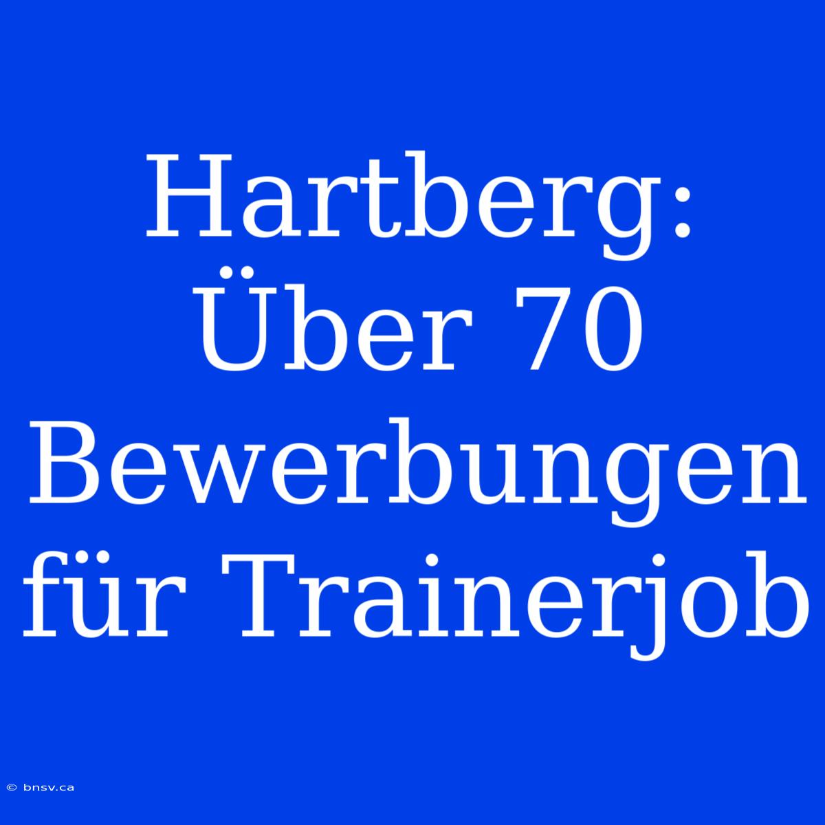 Hartberg: Über 70 Bewerbungen Für Trainerjob