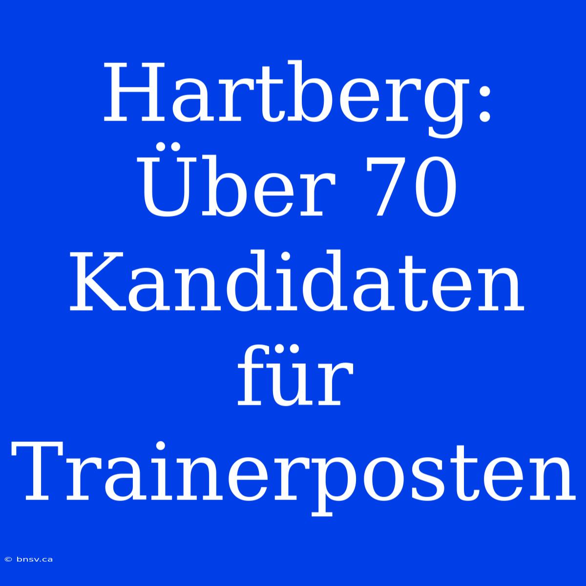 Hartberg: Über 70 Kandidaten Für Trainerposten