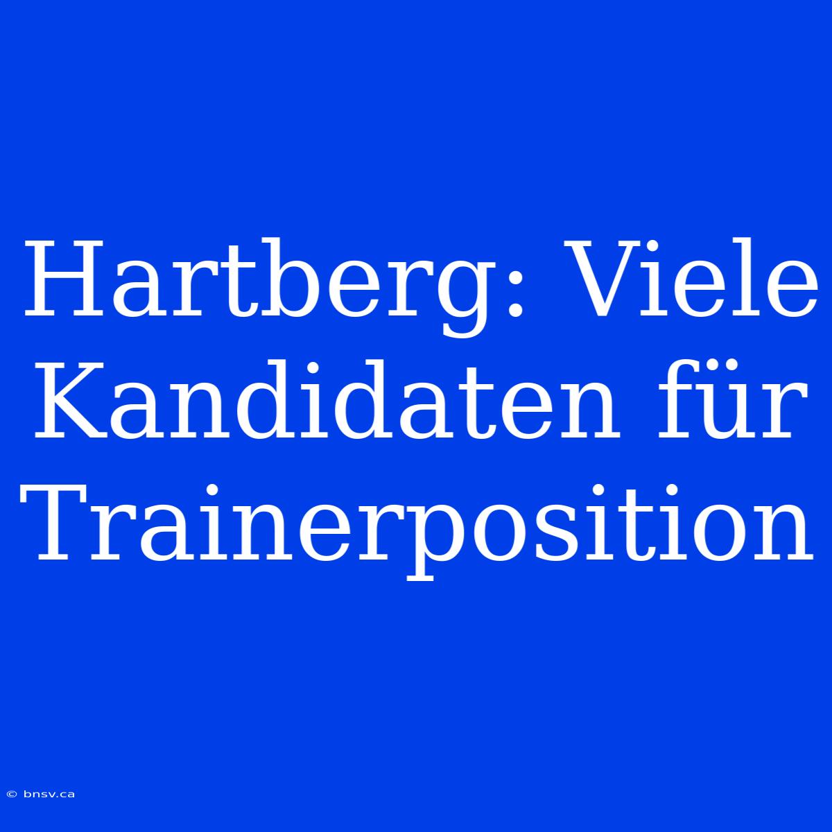 Hartberg: Viele Kandidaten Für Trainerposition