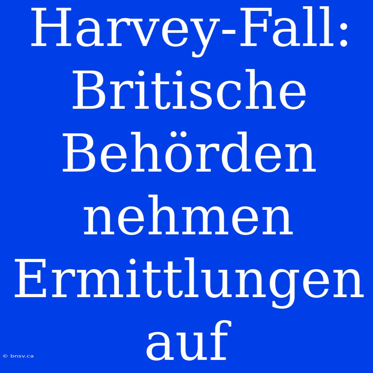 Harvey-Fall: Britische Behörden Nehmen Ermittlungen Auf