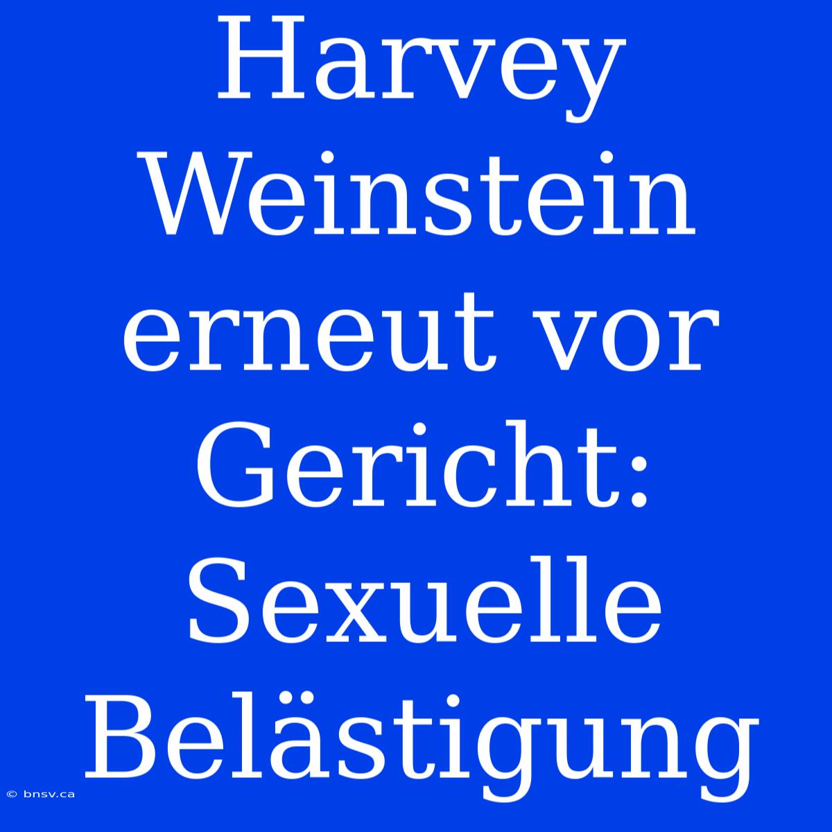 Harvey Weinstein Erneut Vor Gericht: Sexuelle Belästigung