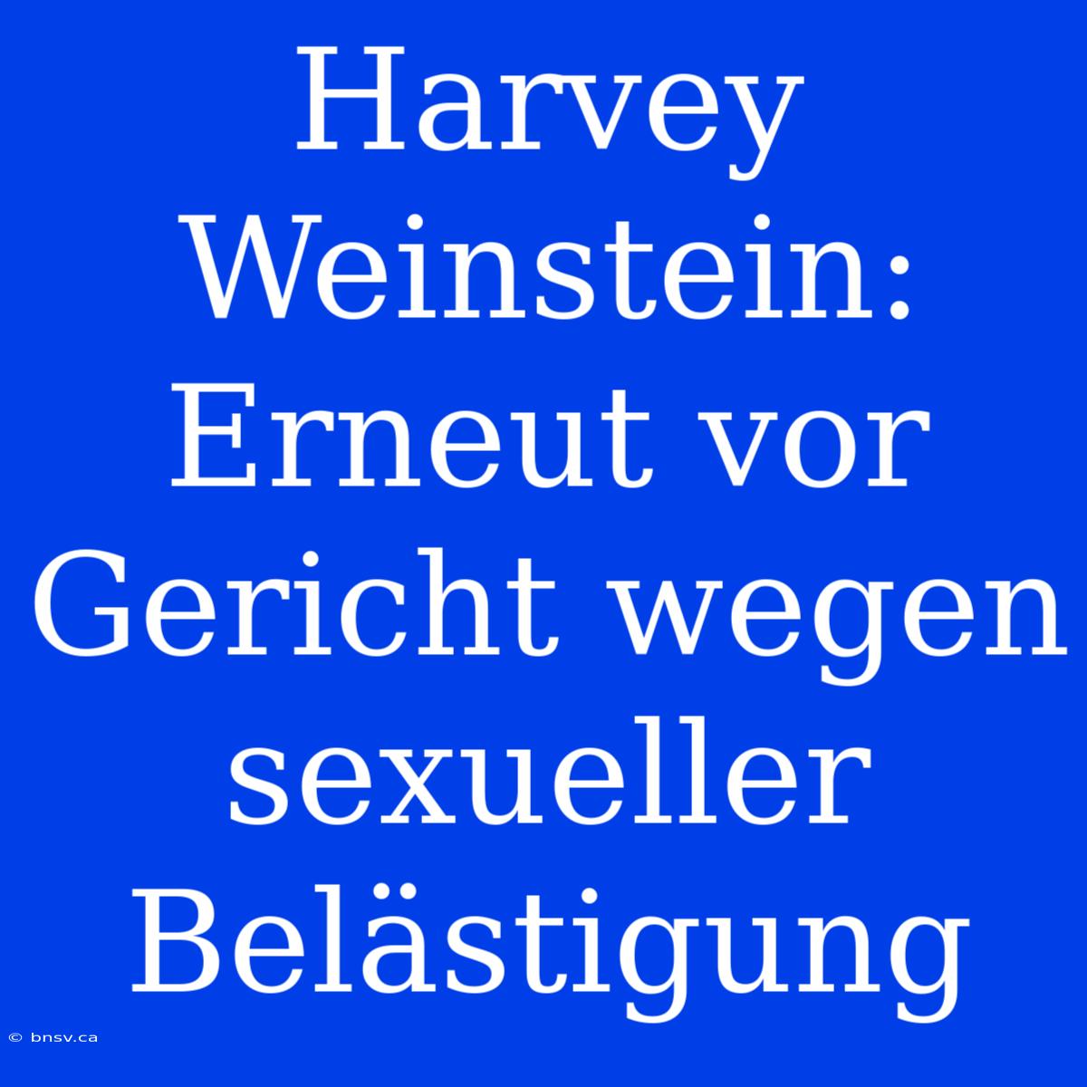 Harvey Weinstein: Erneut Vor Gericht Wegen Sexueller Belästigung