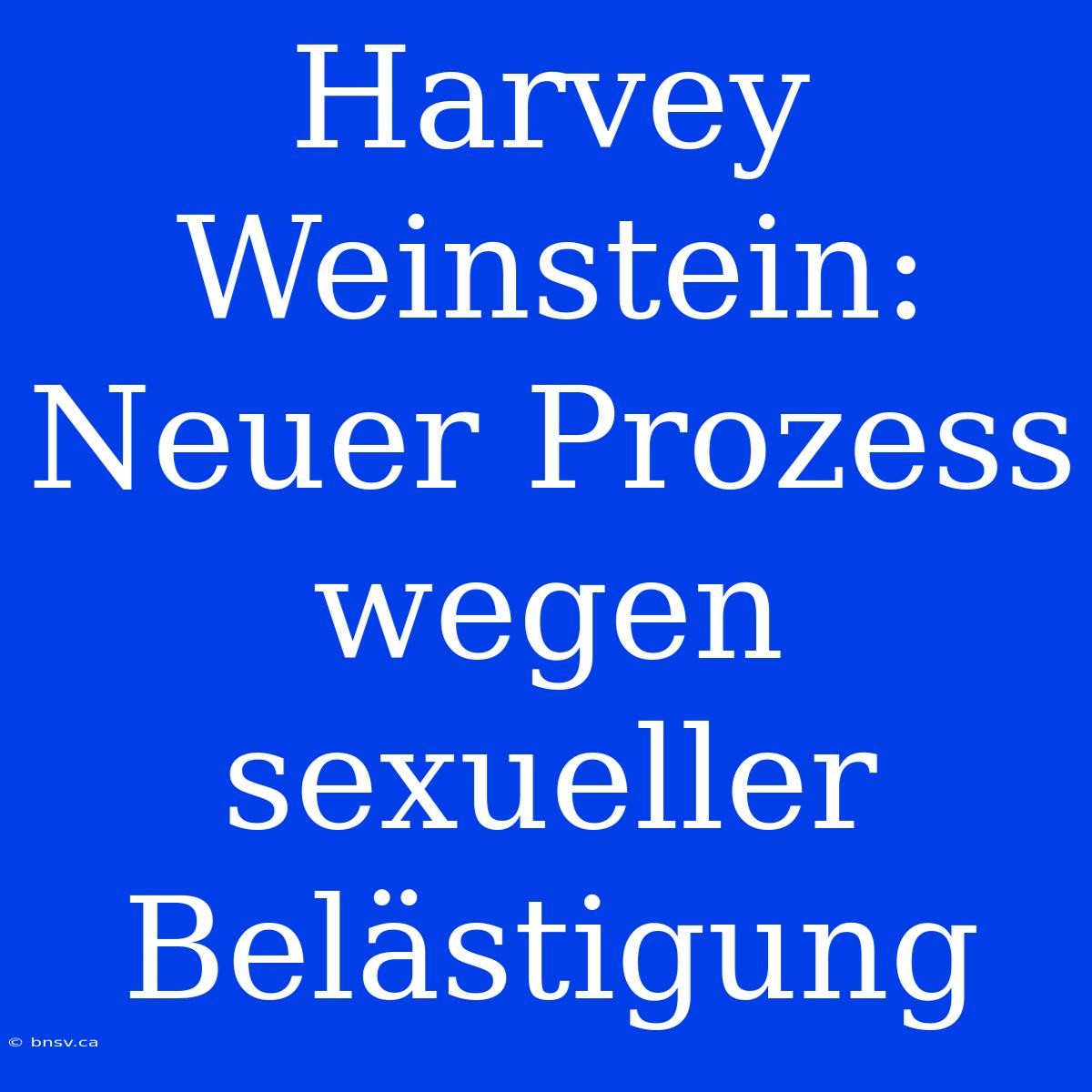 Harvey Weinstein: Neuer Prozess Wegen Sexueller Belästigung