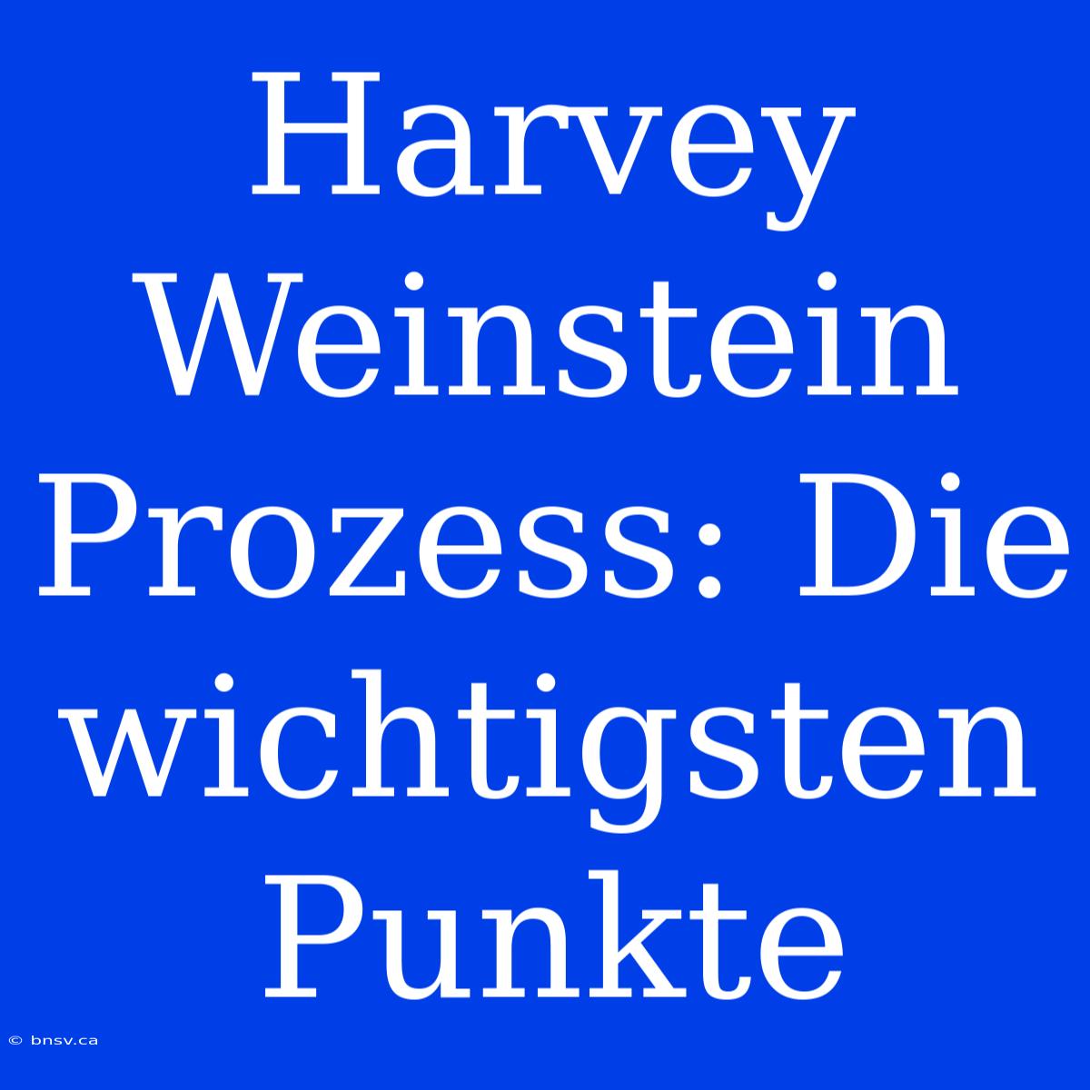 Harvey Weinstein Prozess: Die Wichtigsten Punkte