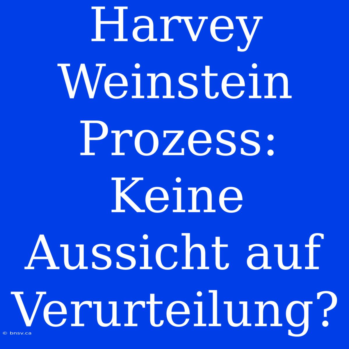 Harvey Weinstein Prozess: Keine Aussicht Auf Verurteilung?