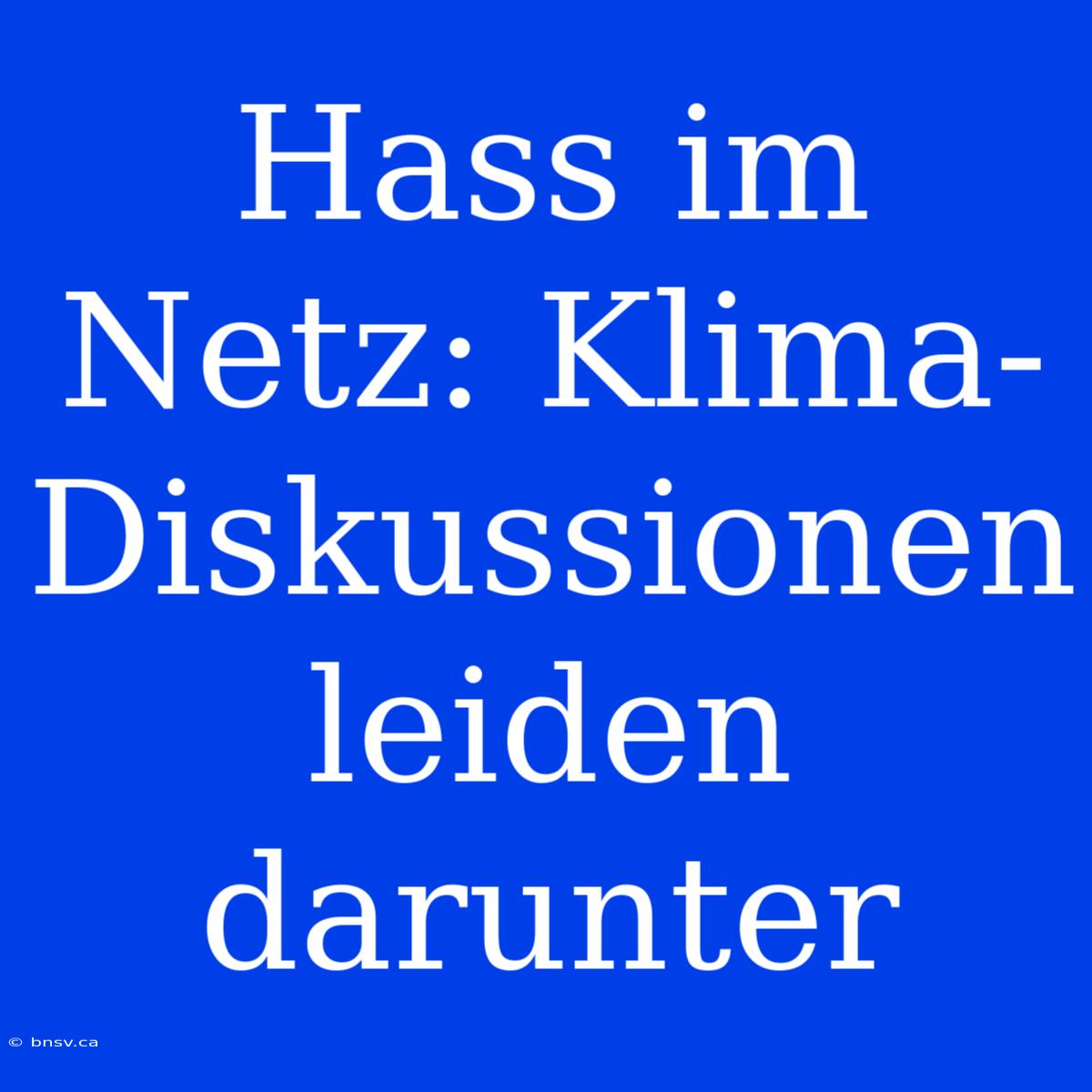 Hass Im Netz: Klima-Diskussionen Leiden Darunter