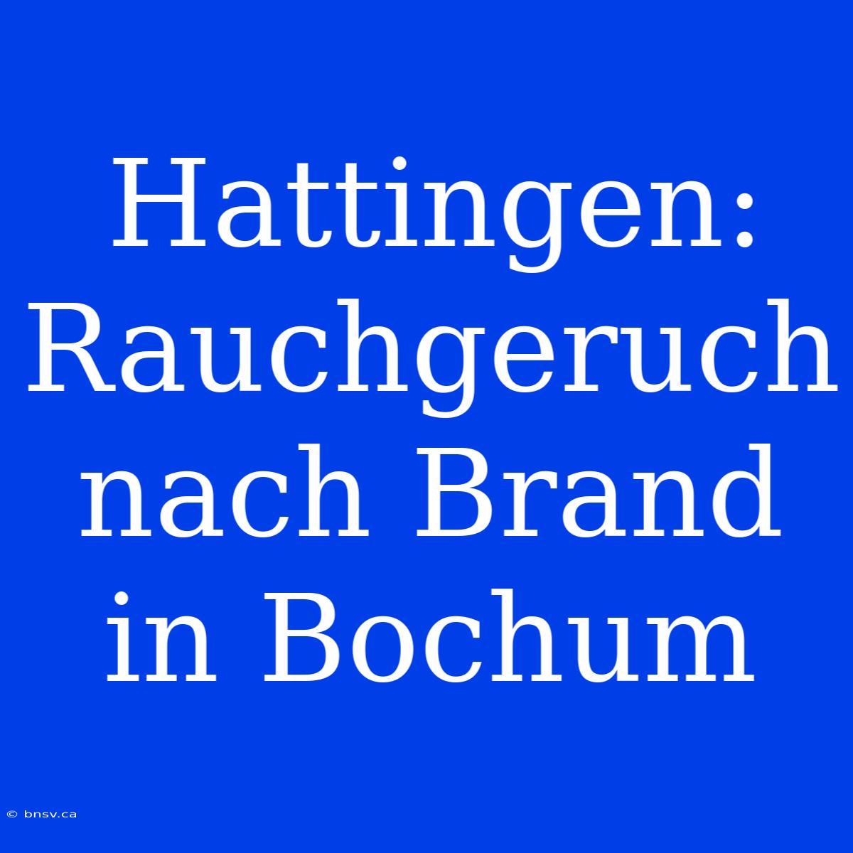 Hattingen: Rauchgeruch Nach Brand In Bochum