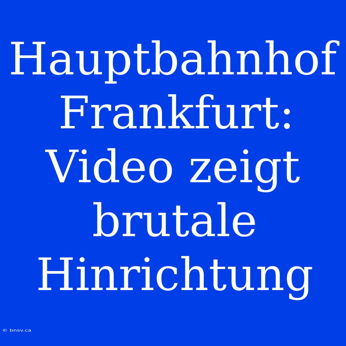 Hauptbahnhof Frankfurt: Video Zeigt Brutale Hinrichtung