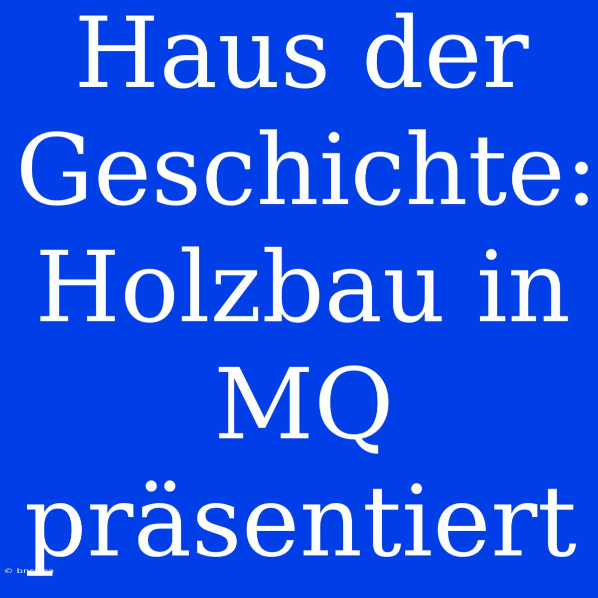 Haus Der Geschichte: Holzbau In MQ Präsentiert