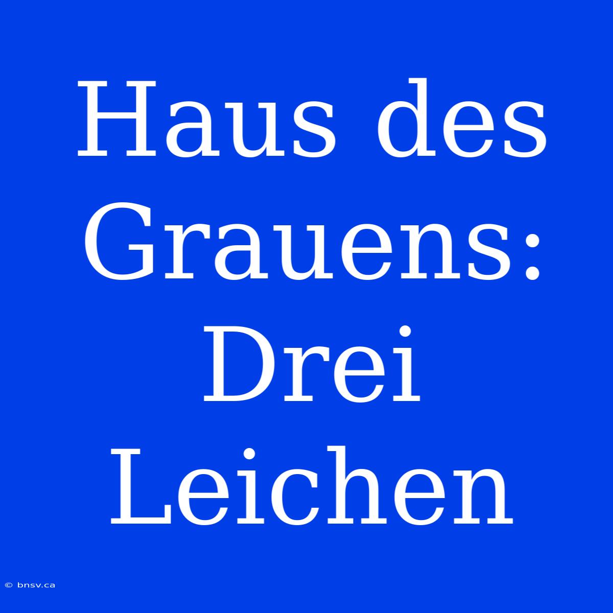 Haus Des Grauens: Drei Leichen