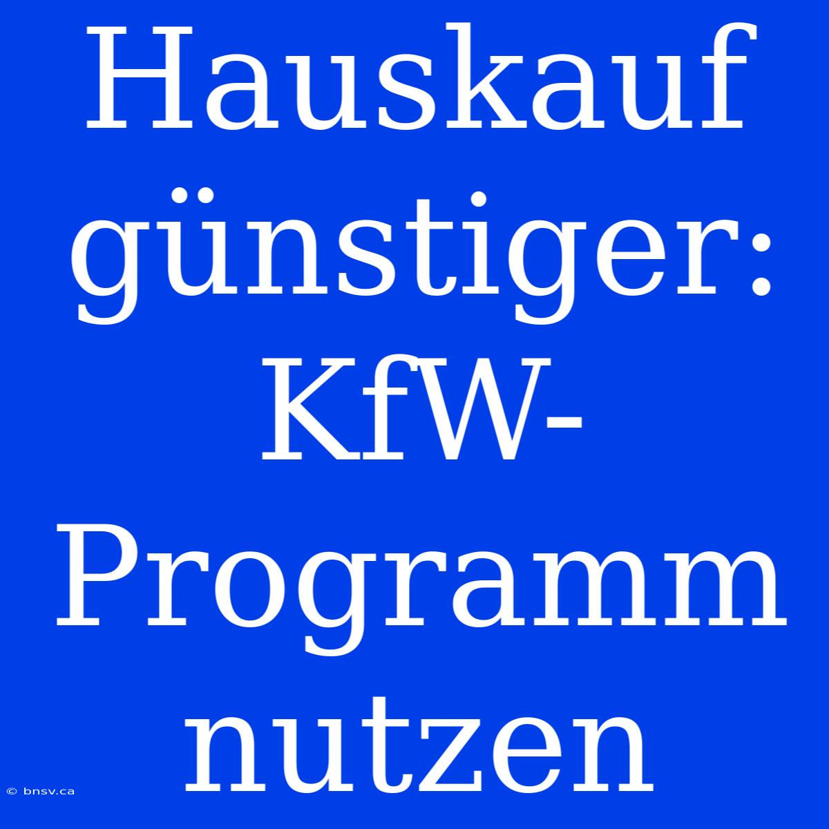 Hauskauf Günstiger: KfW-Programm Nutzen