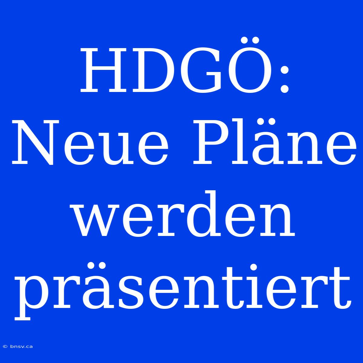 HDGÖ: Neue Pläne Werden Präsentiert