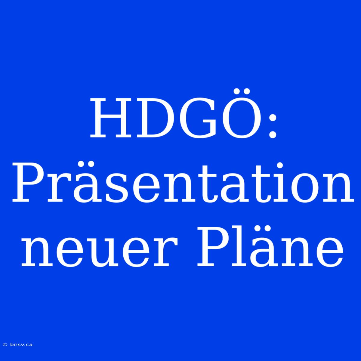 HDGÖ: Präsentation Neuer Pläne