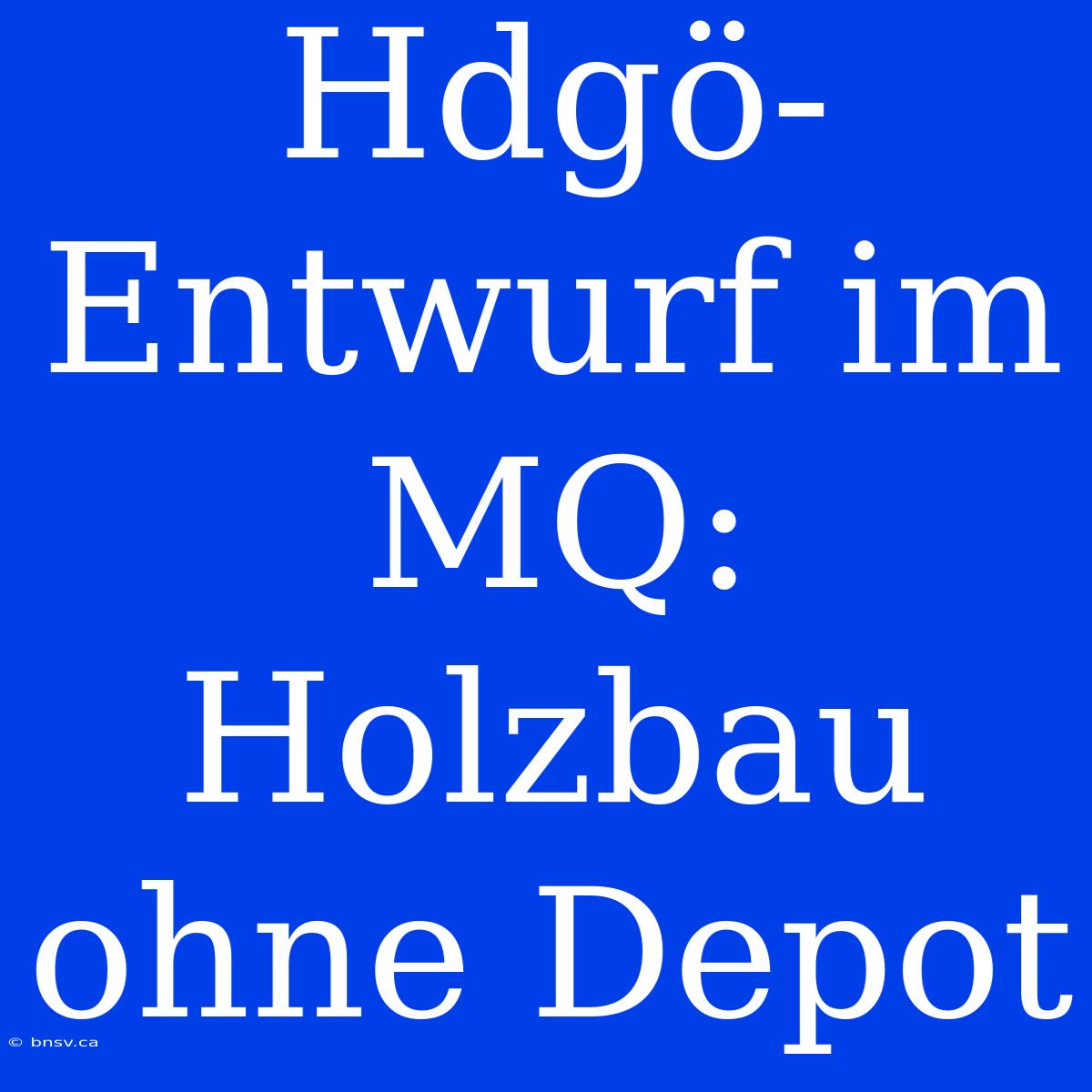 Hdgö-Entwurf Im MQ: Holzbau Ohne Depot