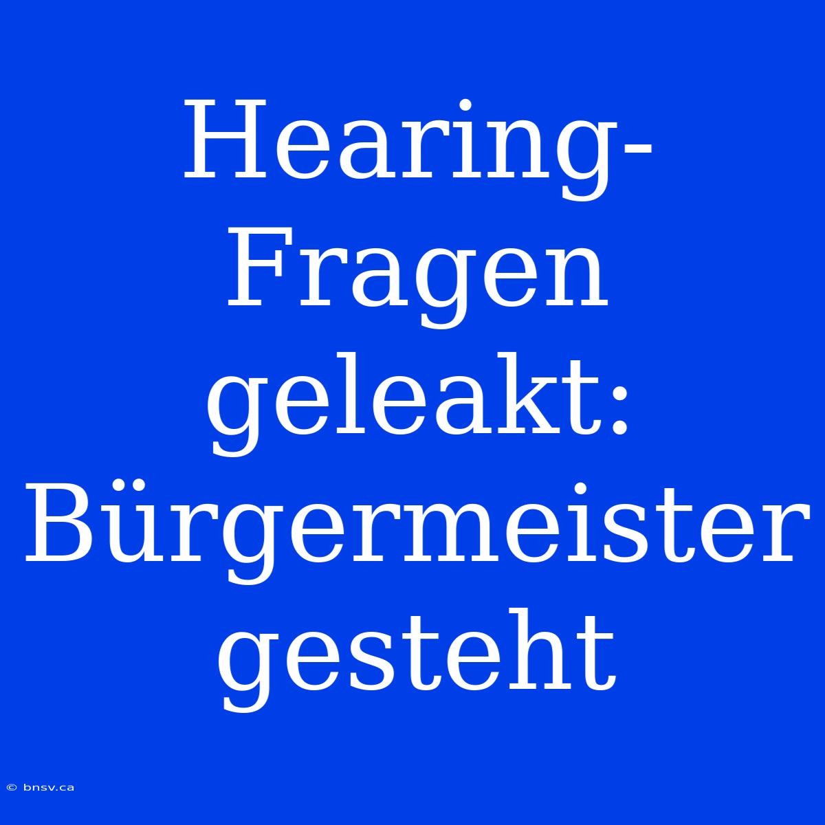 Hearing-Fragen Geleakt: Bürgermeister Gesteht