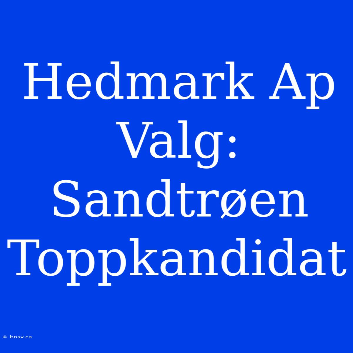 Hedmark Ap Valg: Sandtrøen Toppkandidat