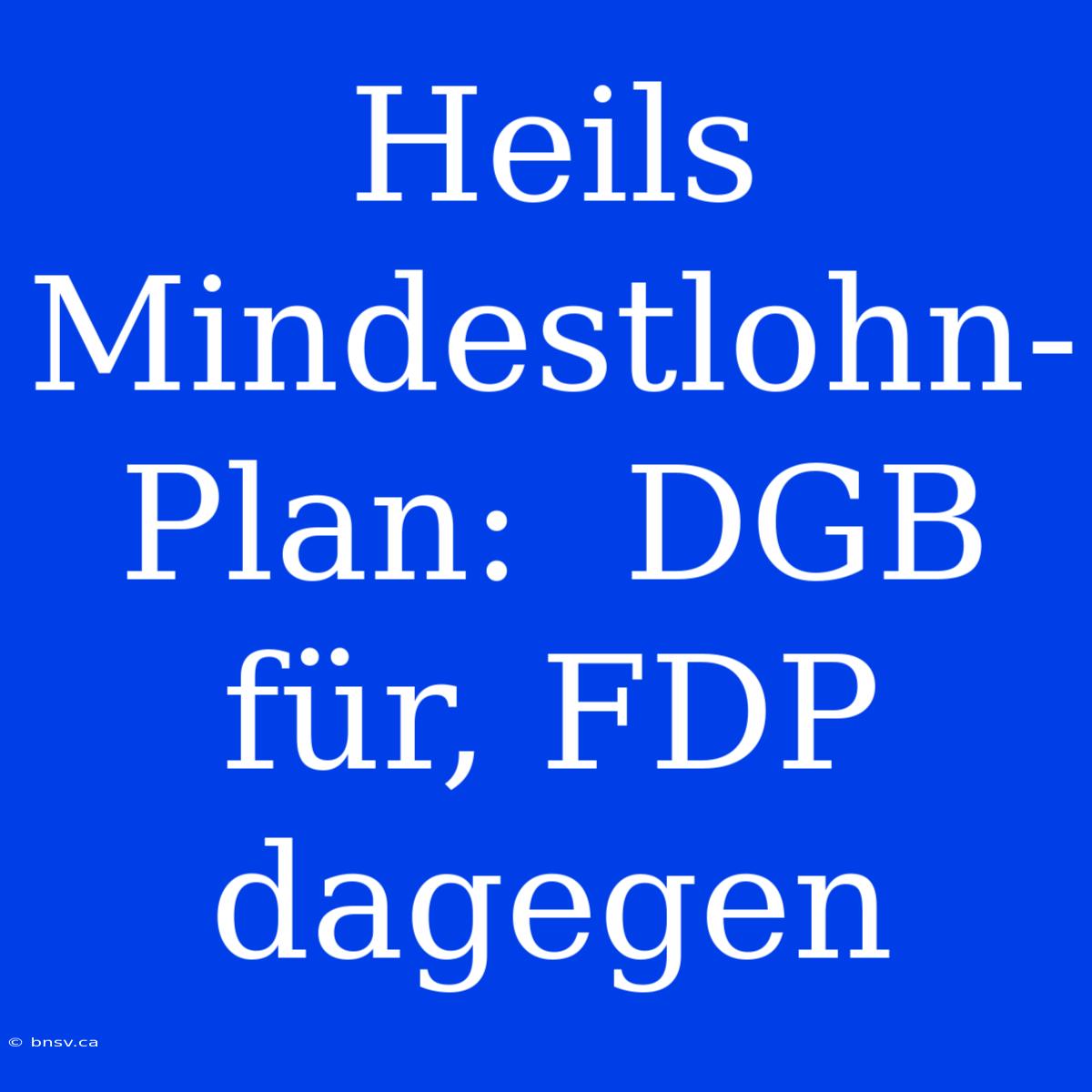 Heils Mindestlohn-Plan:  DGB Für, FDP Dagegen