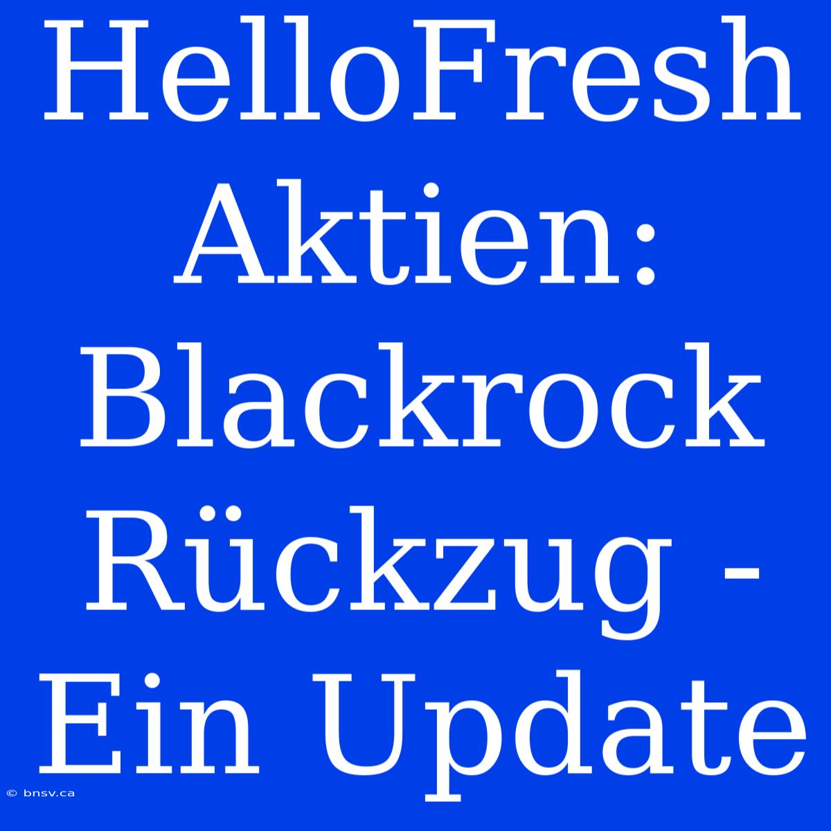 HelloFresh Aktien: Blackrock Rückzug - Ein Update