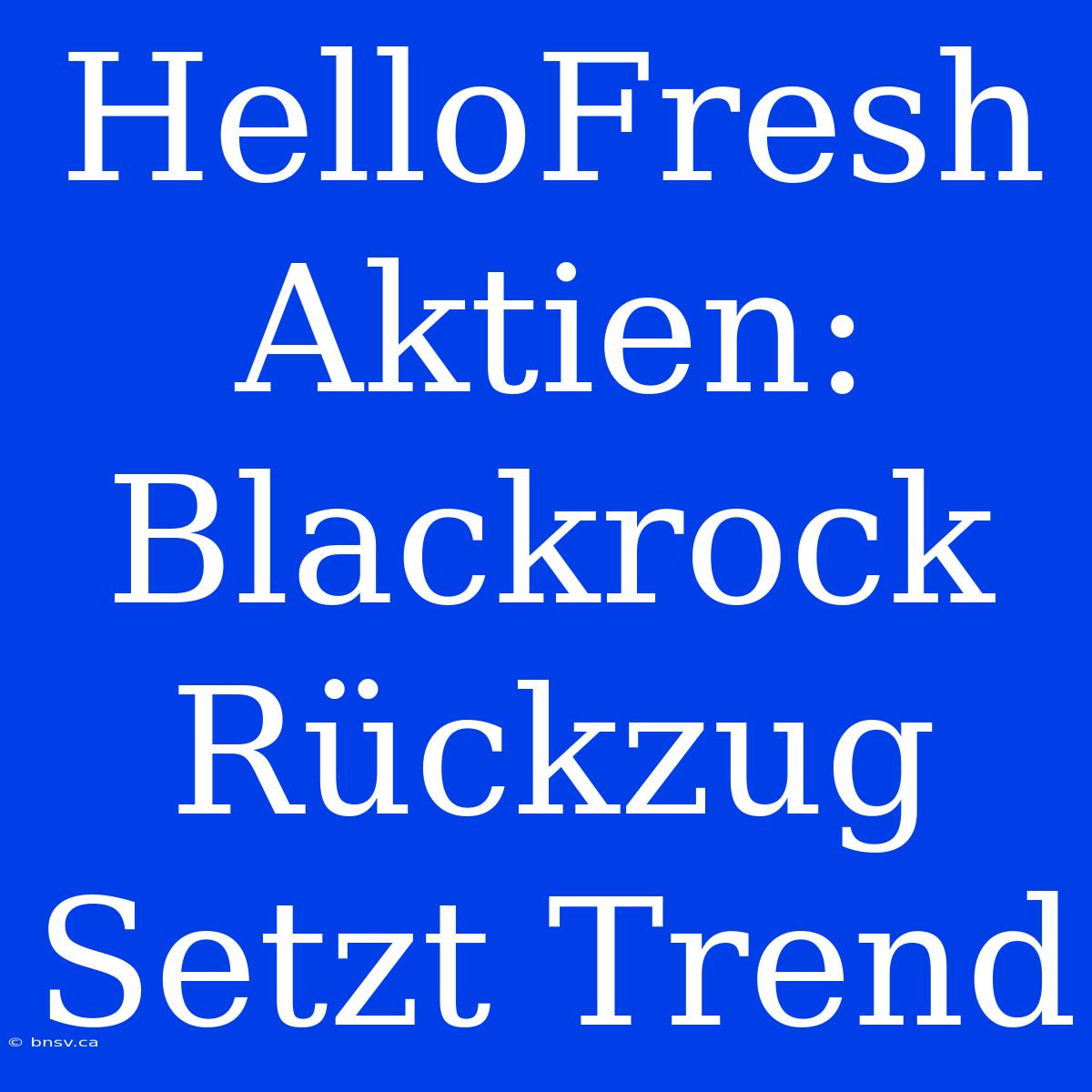 HelloFresh Aktien: Blackrock Rückzug Setzt Trend