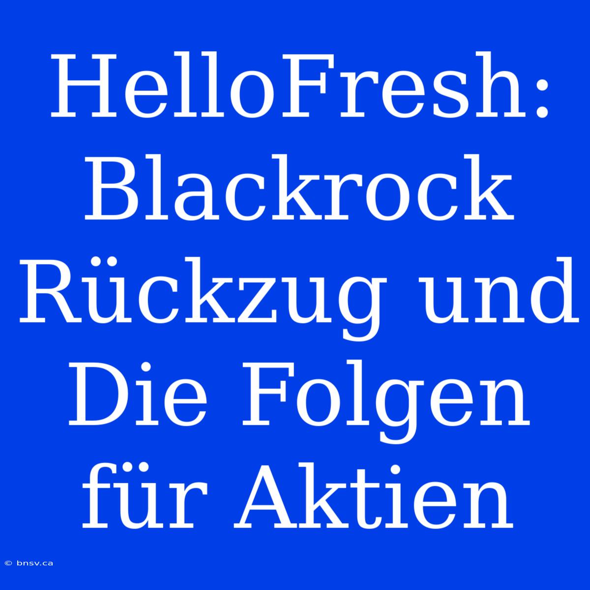 HelloFresh: Blackrock Rückzug Und Die Folgen Für Aktien