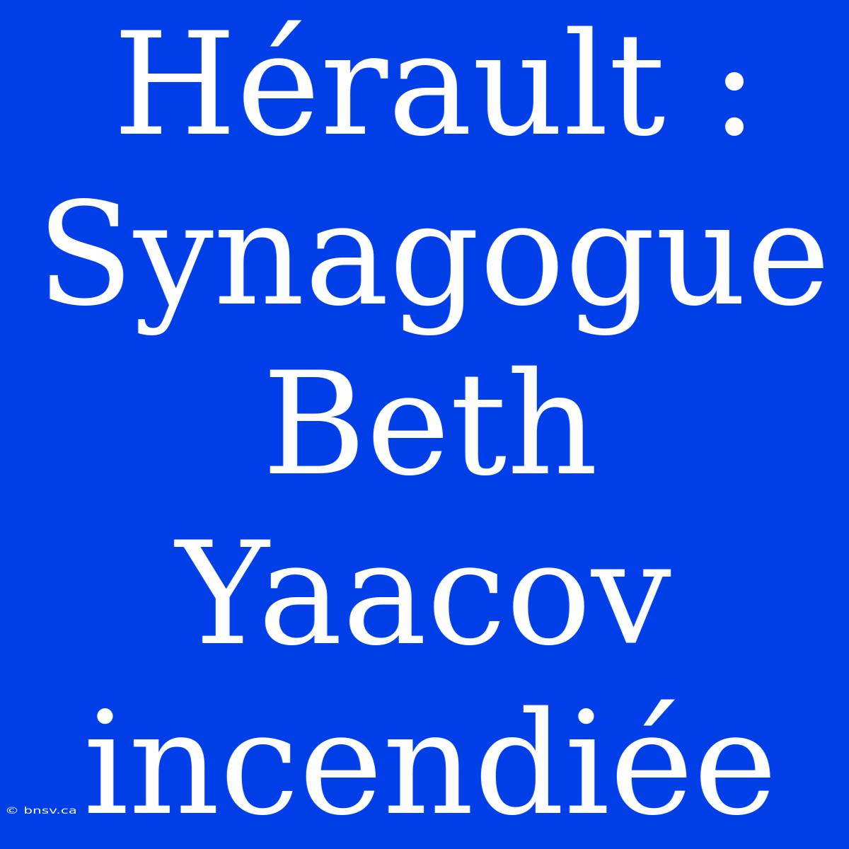 Hérault : Synagogue Beth Yaacov Incendiée