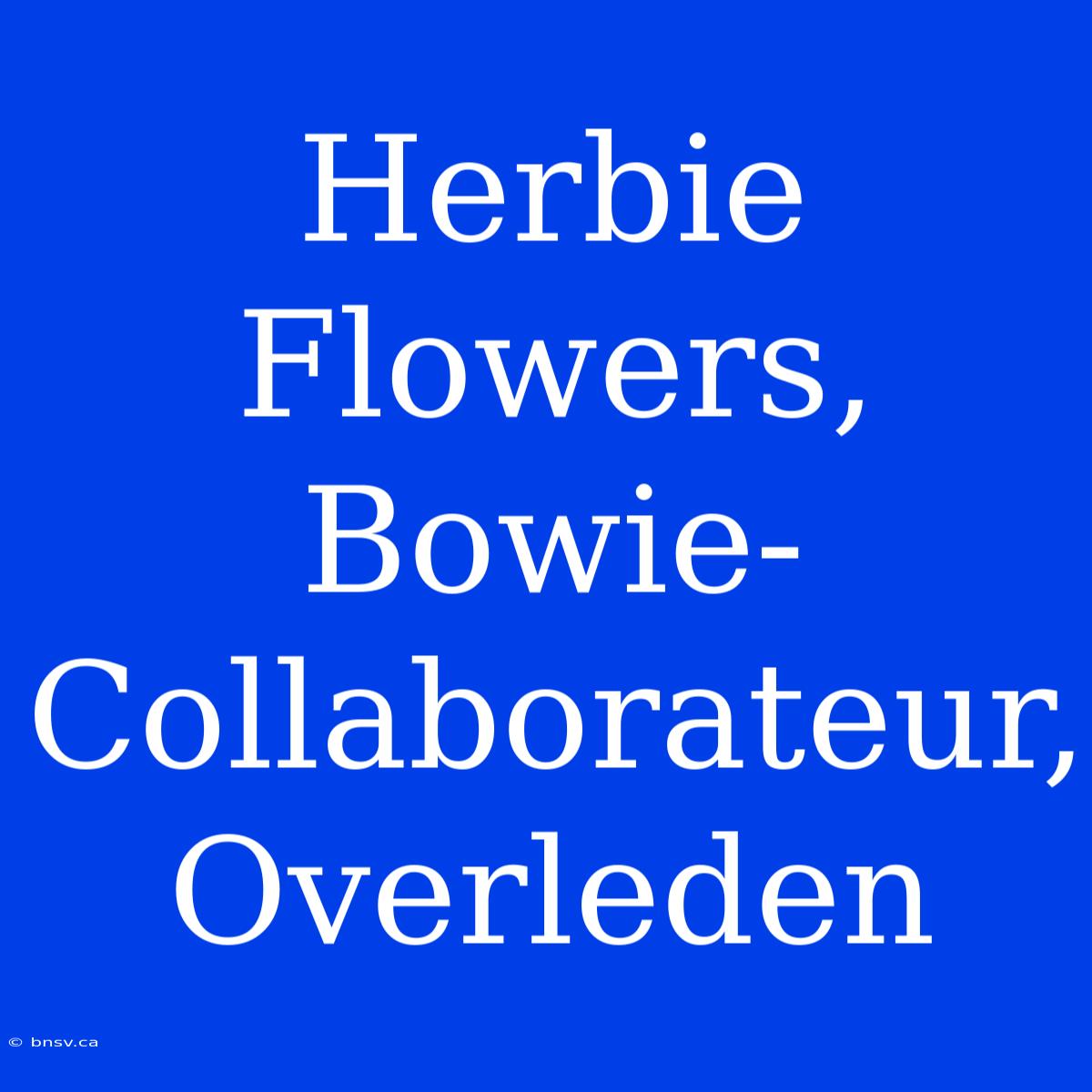 Herbie Flowers, Bowie-Collaborateur, Overleden