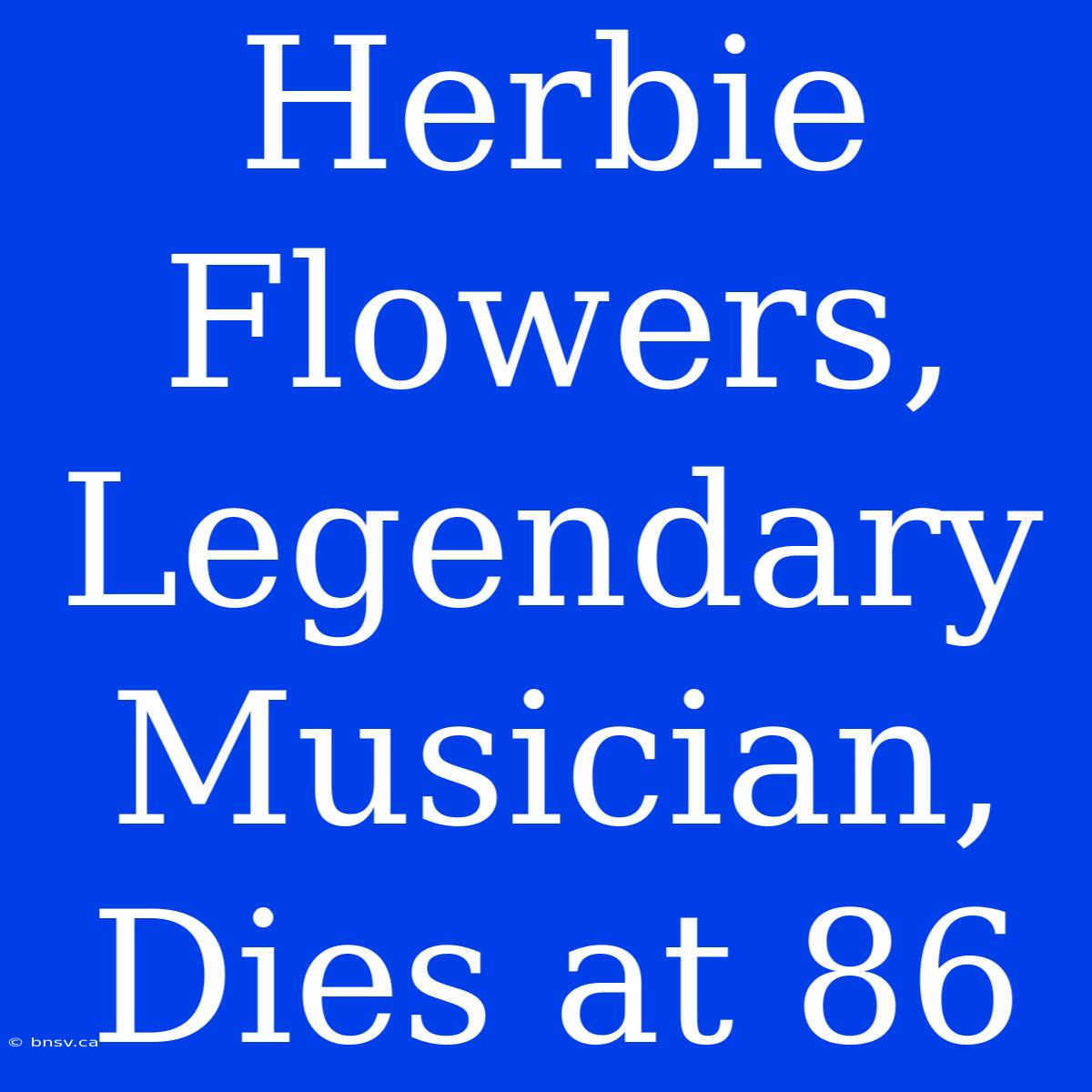 Herbie Flowers, Legendary Musician, Dies At 86