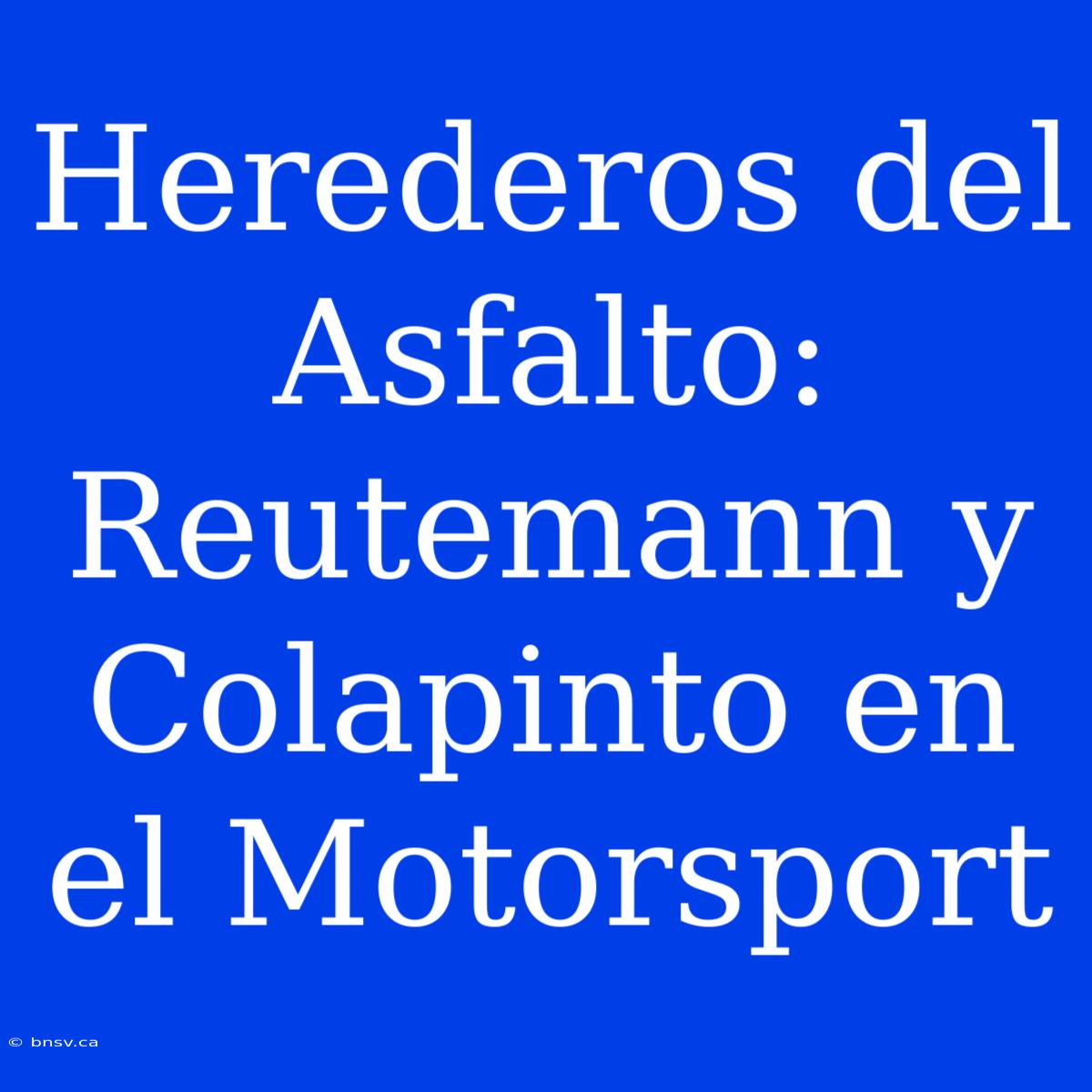 Herederos Del Asfalto: Reutemann Y Colapinto En El Motorsport