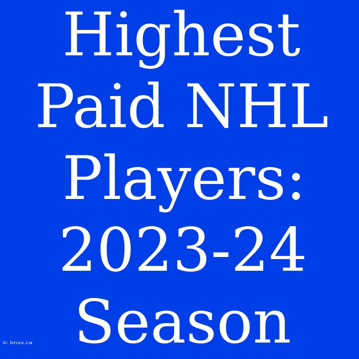 Highest Paid NHL Players: 2023-24 Season