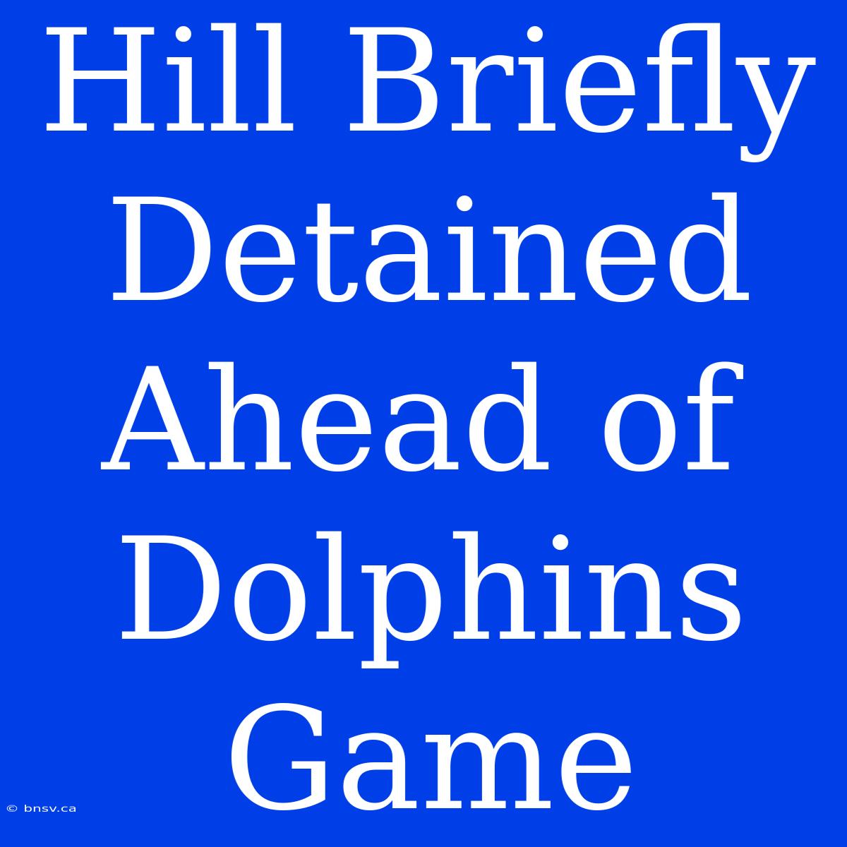 Hill Briefly Detained Ahead Of Dolphins Game