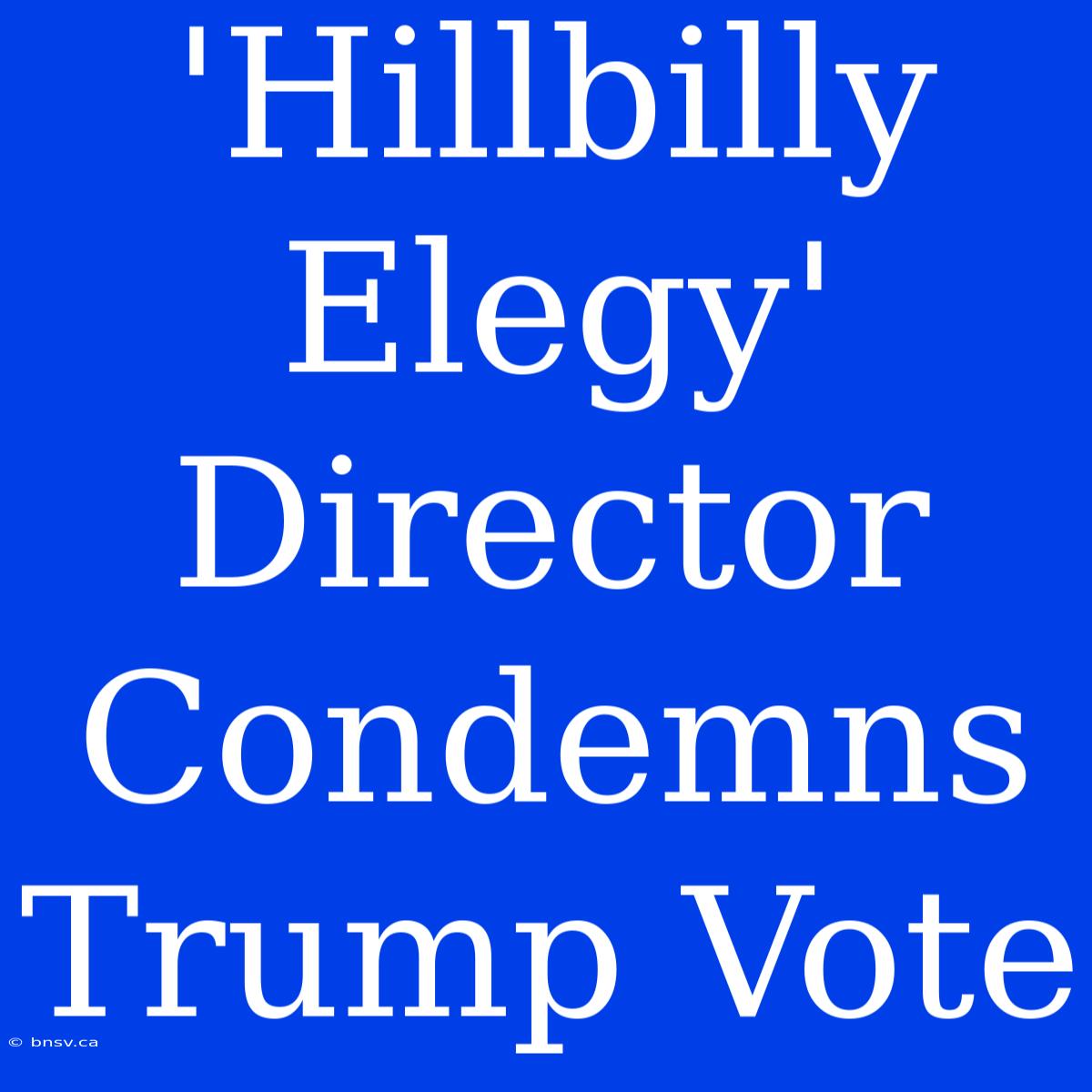 'Hillbilly Elegy' Director Condemns Trump Vote