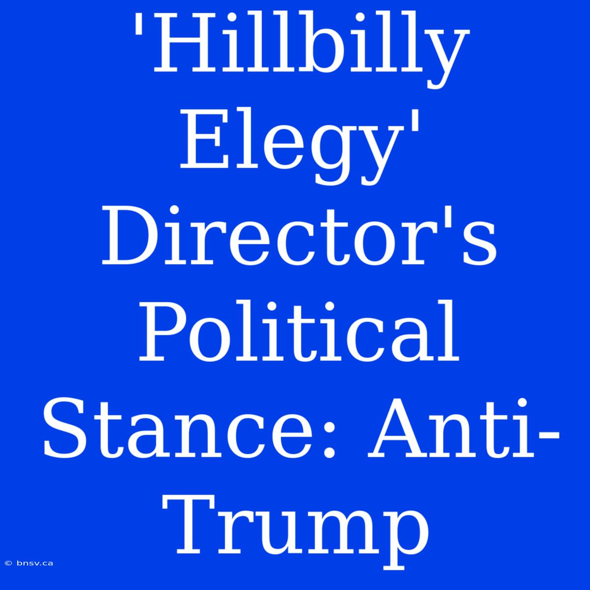 'Hillbilly Elegy' Director's Political Stance: Anti-Trump