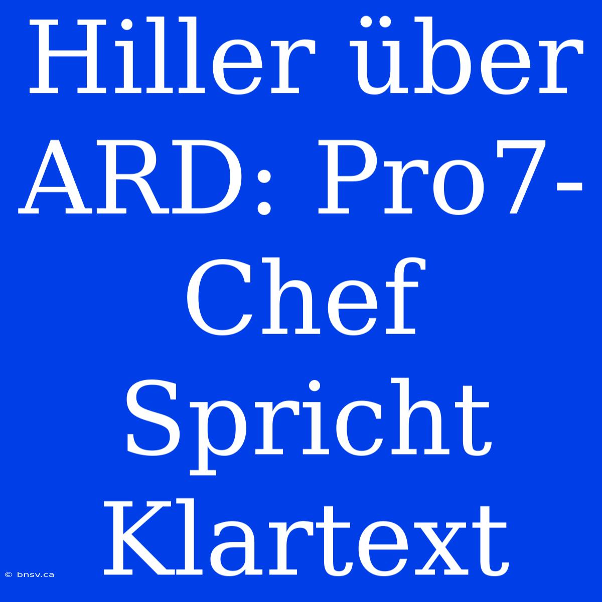 Hiller Über ARD: Pro7-Chef Spricht Klartext