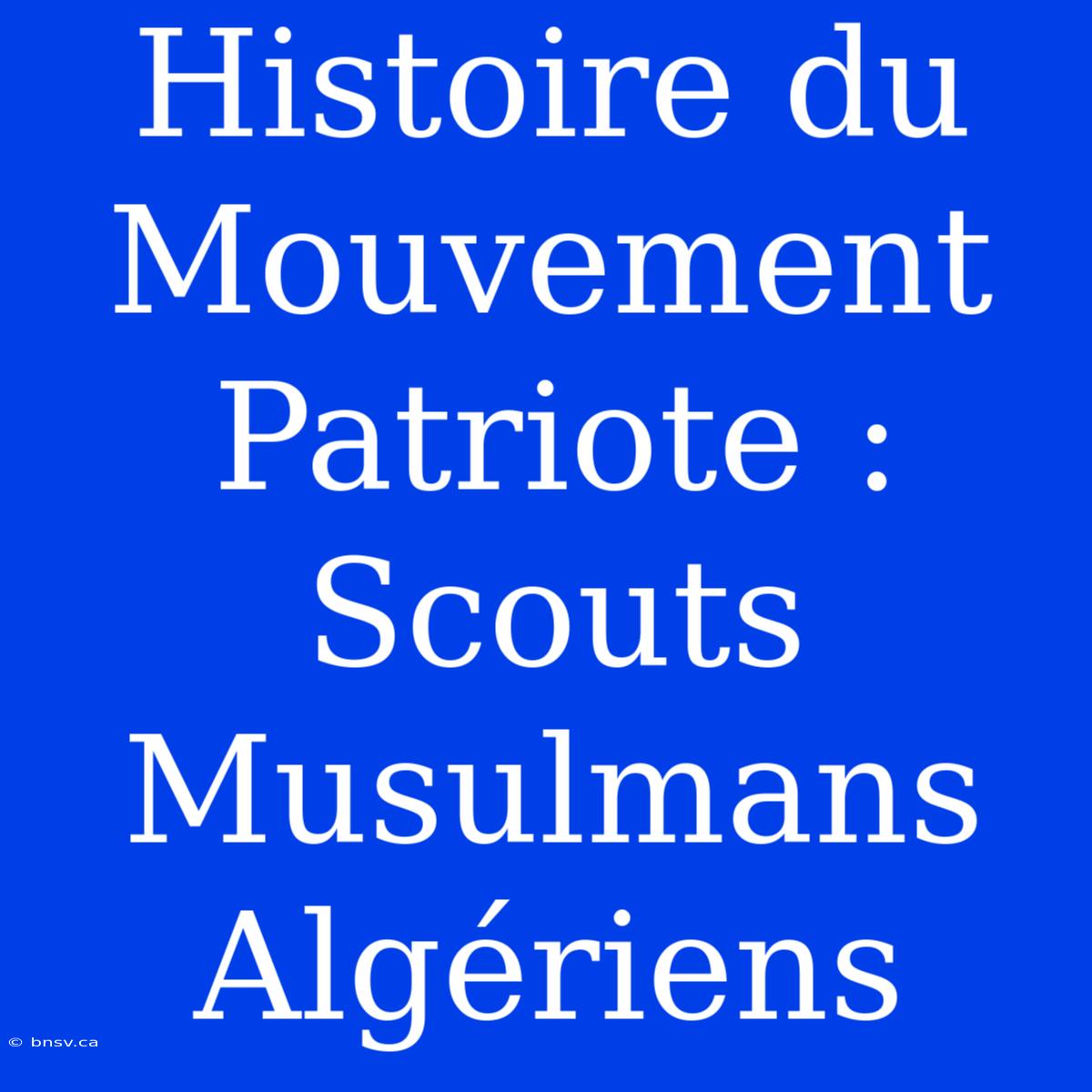 Histoire Du Mouvement Patriote : Scouts Musulmans Algériens