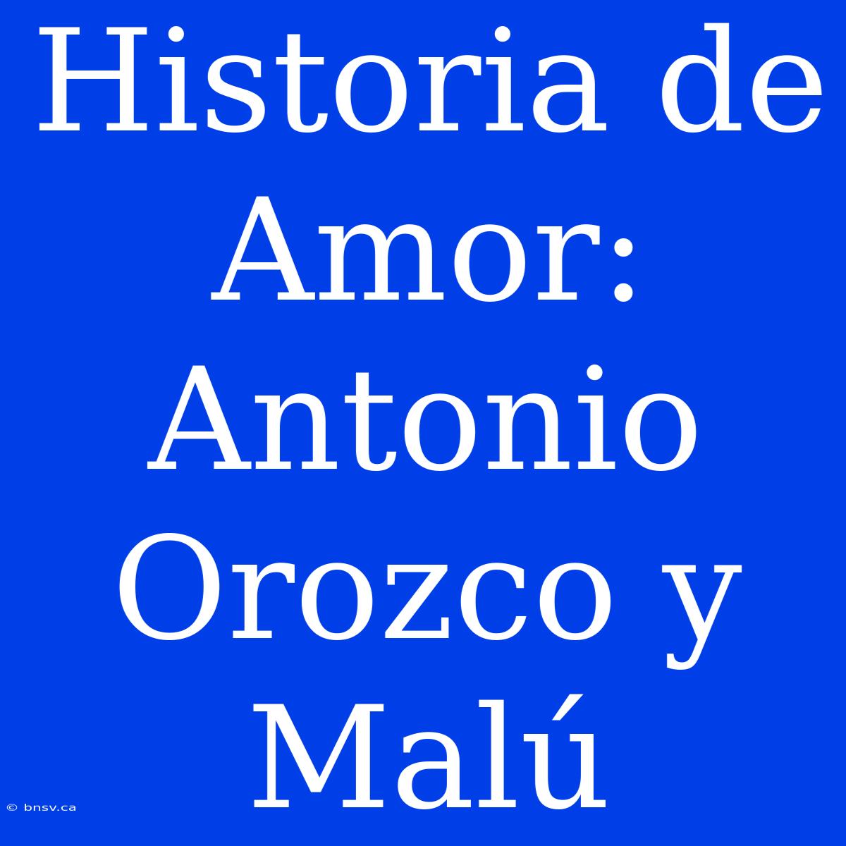 Historia De Amor: Antonio Orozco Y Malú