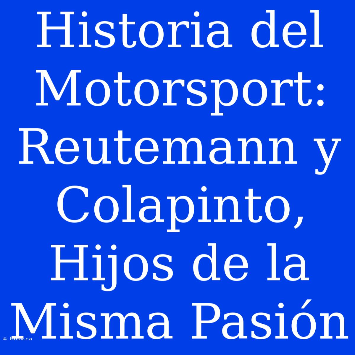 Historia Del Motorsport: Reutemann Y Colapinto, Hijos De La Misma Pasión