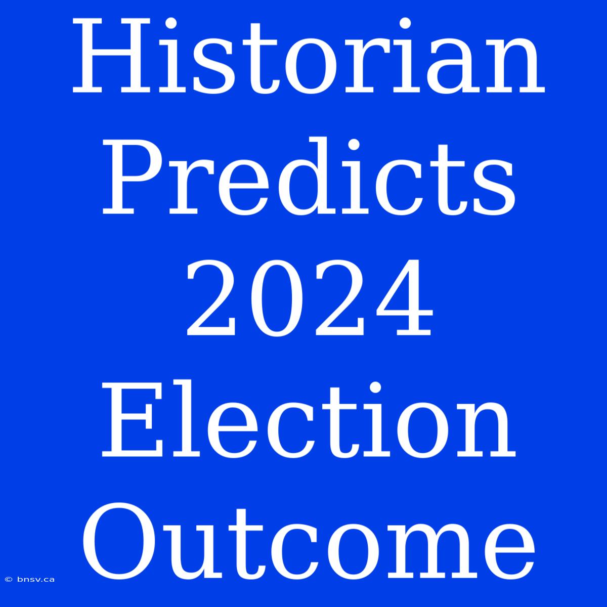 Historian Predicts 2024 Election Outcome