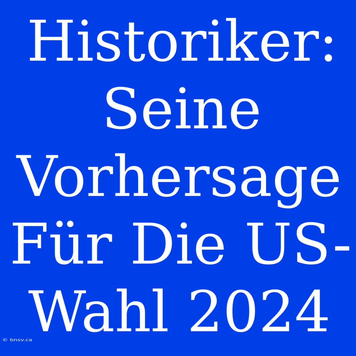 Historiker: Seine Vorhersage Für Die US-Wahl 2024