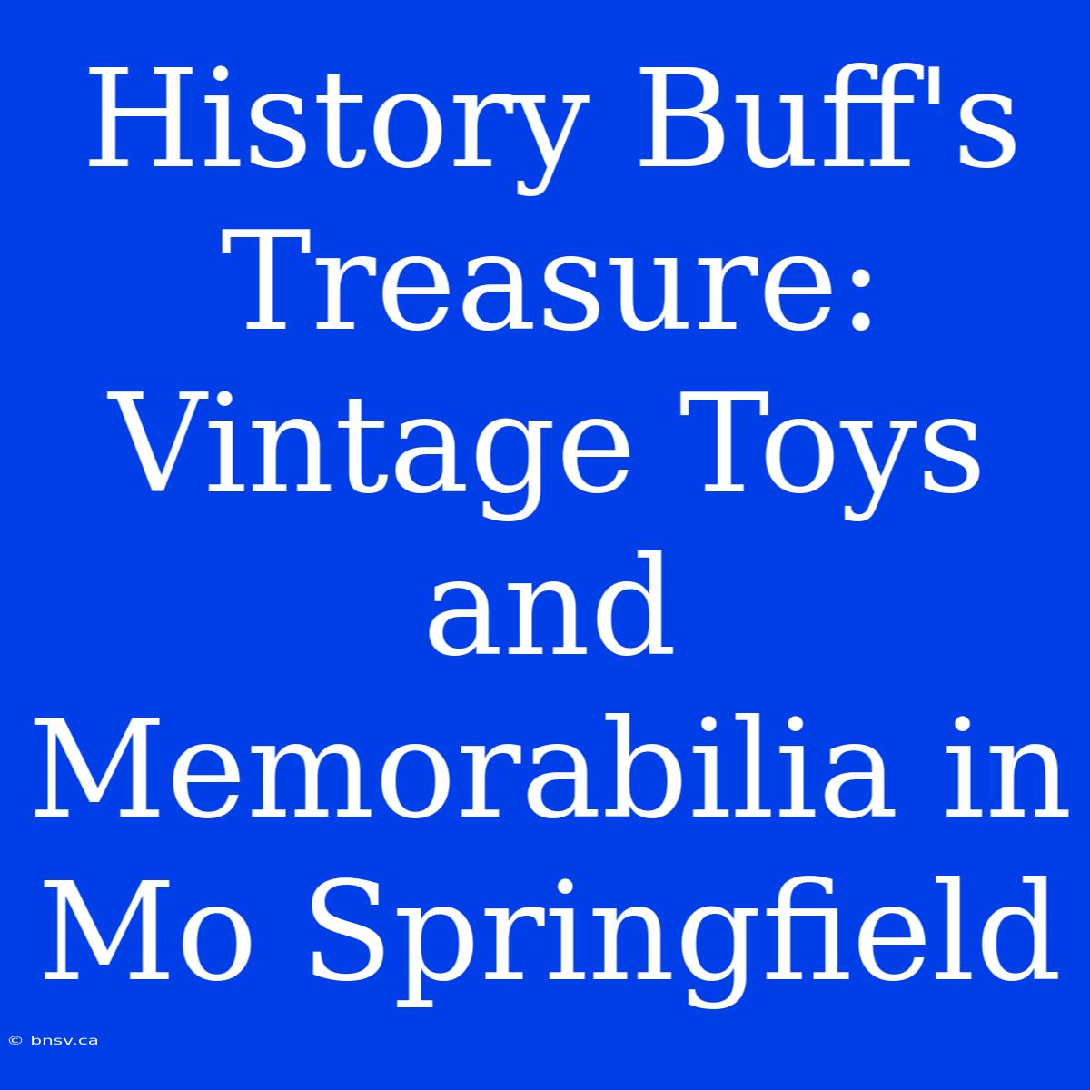 History Buff's Treasure: Vintage Toys And Memorabilia In Mo Springfield