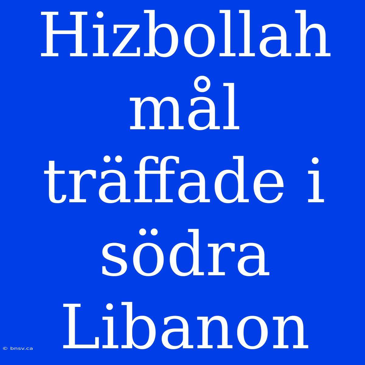 Hizbollah Mål Träffade I Södra Libanon