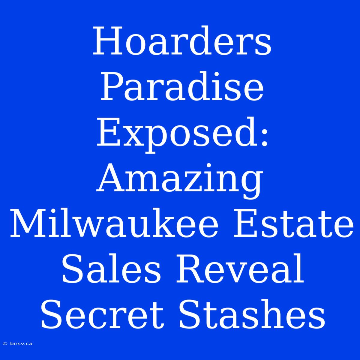 Hoarders Paradise Exposed: Amazing Milwaukee Estate Sales Reveal Secret Stashes